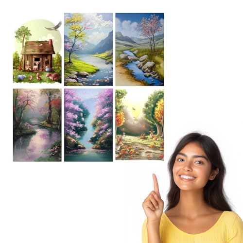Image of SiddArtify Charming Farm Animals - Peaceful Landscapes Art Print Set - Sticker - 12x18 Inch - Pack of 6 Wall Room Decoration art Poster Prints