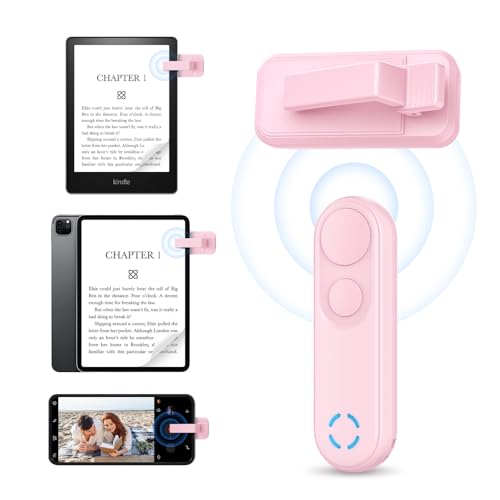 Bakeey Telecomando Page Turner para Kindle Paperwhite Oasis Kobo Libra Surface, Ereader Accessori para iPad iPhone Android Tabletas, para Lectura Novelas Comics y Cámara Video Remota, Rosa
