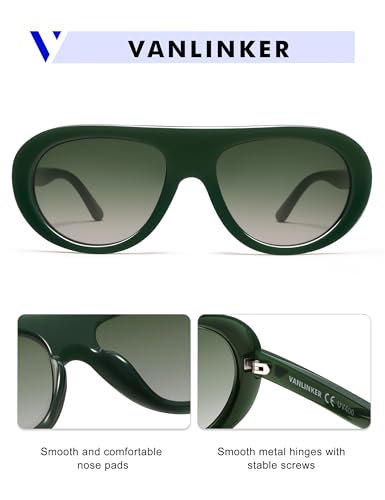 Image of VANLINKER Oversized Retro Aviator Sunglasses for Women Men Chic 70s Vintage Style Trendy 2026 Chunky Sun Glasses VL9865