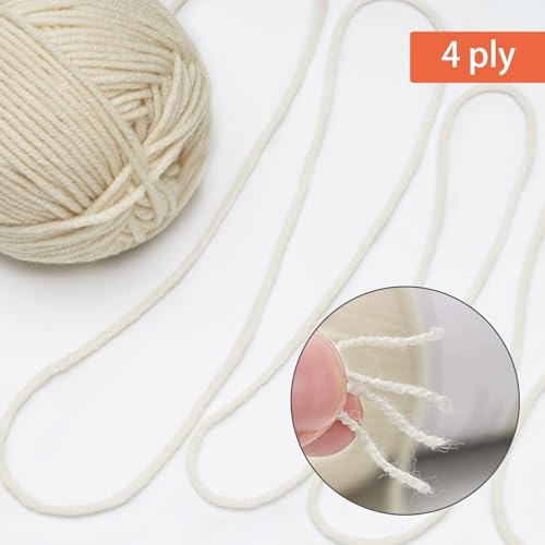 Image of NICEEC 300g Soft Assorted Colors Yarn - Sport Weight,100% Acrylic, 4 Ply, Bonbons Yarn for Crochet & Knit, DIY Project Starter Kit for Kids or Adults(Total 870yds) - Cream White