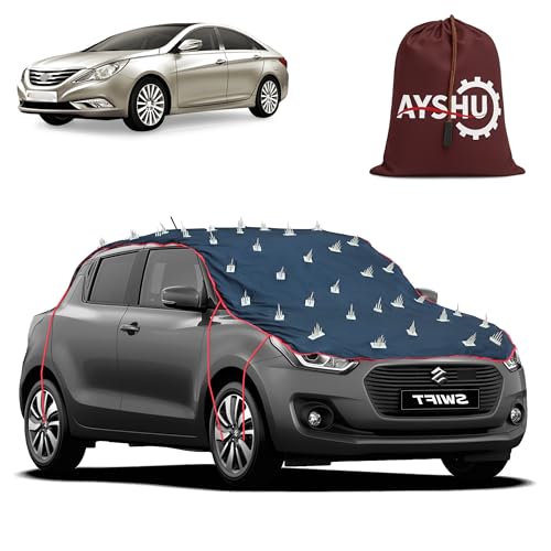 Image of AYSHU Water-Resistant Spike Car Cover for Hyundai Sonata Embera - Protects from Dogs, Monkeys, Dust, Sunlight & UV - Full Roof Universal Fit