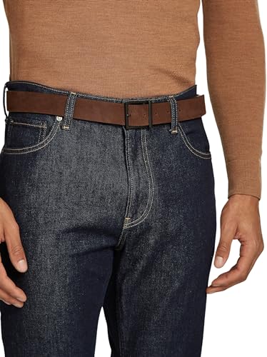 Calvin Klein Herren Gürtel Sleek Square Nubuck eckige Schnalle, Braun (Dark Brown Nubuck), 85 cm – Ansicht 3