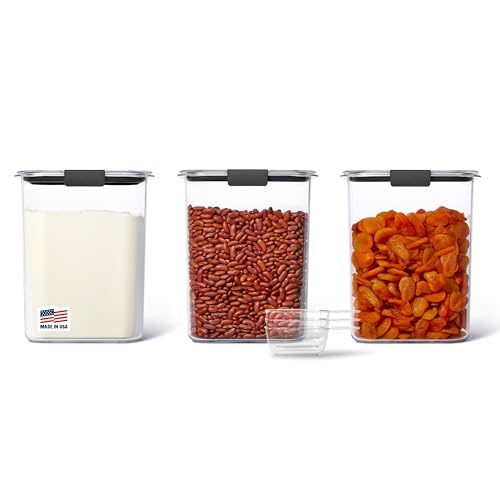 Rubbermaid Brilliance BPA-Free Food Storage Containers with Lids Airtight Kitchen and Pantry Organization Set Includes 3 Containers and Scoops Clear 16 cups by Rubbermaid - Used condition - US$41.47