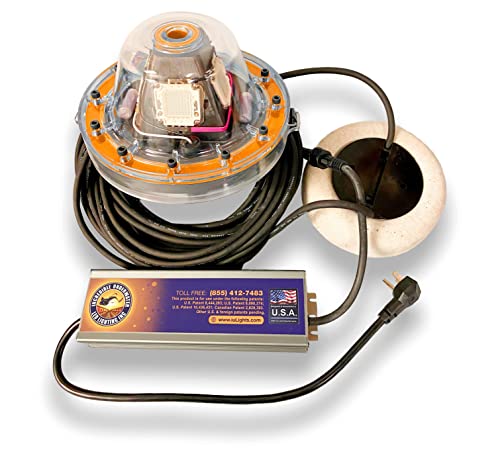 Mega-Watt Underwater LED Lighting System, Underwater Dock Light, Fish Light (3lb Anchor Weight Set, Orange, 40 Foot Power Cord)
