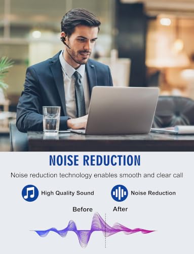 Bluetooth Headset with microphone, Wireless Bluetooth Earpiece for work | 72H Playtime, 500mAh Charging Case, Mute Button for Work, Trucker, Office, Driving, Cell Phone - image 4