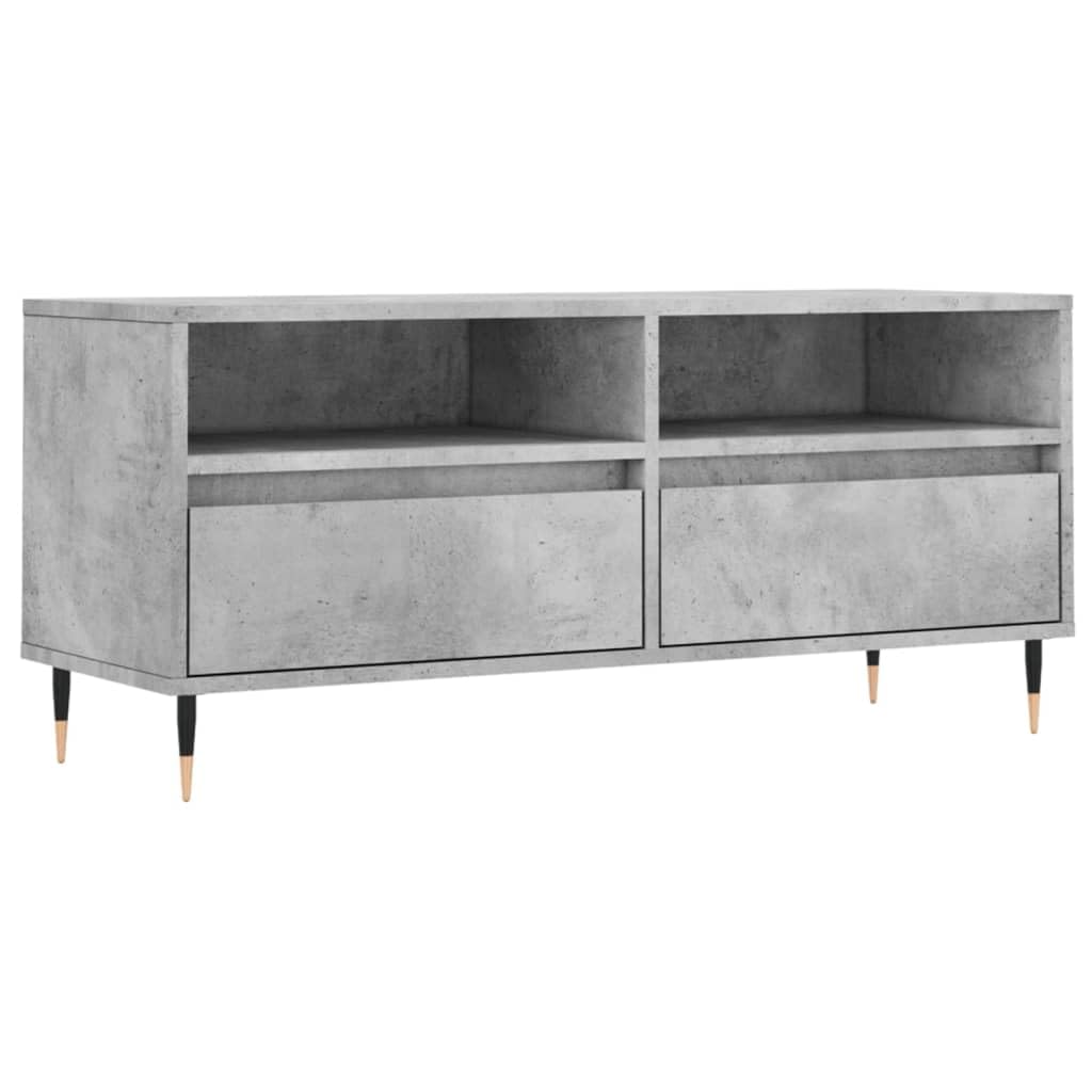 Mobile Porta TV Grigio Cemento in Legno Multistrato 100cm | Mobiletto basso per soggiorno e camera con 2 cassetti e gambe in ferro, ideale per organizzare DVD e decoder.