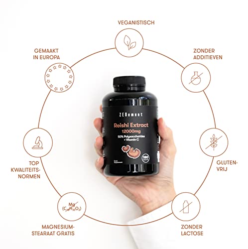 Reishi 12000 mg met Vitamine C, 180 Capsules | 50% Polysachariden | Energiegevend en Antioxidant | Veganistisch, geen… - Image 4