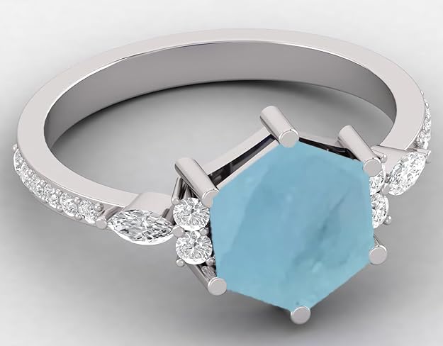 8mm Natural Aquamarine Ring – 0.90 Carat Round Gemstone in 925 Sterling Silver, Handmade March Birthstone Jewelry for Women, Promise or Engagement Ring - Image 5