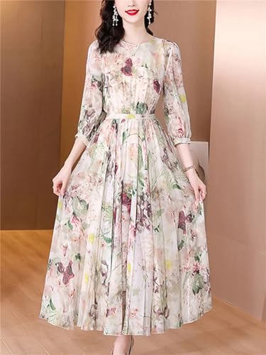 Summer Floral Silk Elegant Bodycon Midi Dress Women Light Office Dress Korean Vintage Party Night Dress3