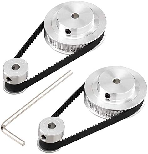 Juwacoo Hochpräzises Synchronrad-Kit, 20 & 60 Zähne, 5mm Bohrung, Aluminium Zahnscheibe, 2 Stück Riemen, 200mm Länge, 6mm Breite, Langlebiger Faserverstärkter Gummi