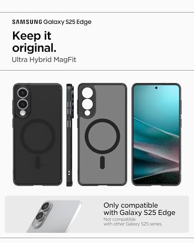 Image of Spigen Ultra Hybrid MagFit | Samsung Galaxy S25 Edge Case [MagSafe] [Semi Transparent] Galaxy S25 Edge Back Cover | TPU+PC - Frost Black