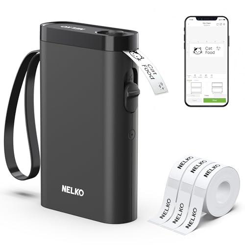 Image of Nelko Label Maker Machine with Tape, P21 Bluetooth Label Printer with 3 Tapes, Wireless Mini Label Makers with Multiple Templates Icon Font Custom for School Office Home, Black