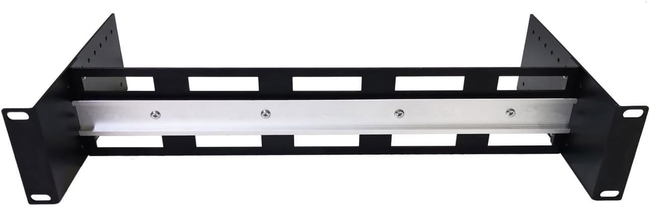 19 Inch Rack Mount Aluminum Din Rail Kit, Depth Adjustable Rackmount Din Rail Chassis, Silver