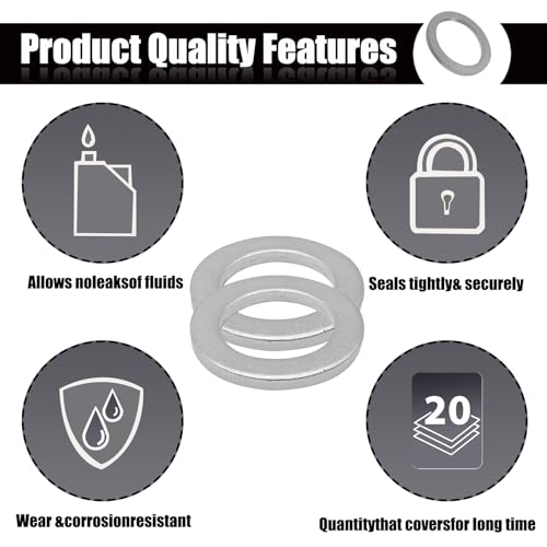 Image of 20PCS M14 Drain Plug Gasket Aluminum Engine Oil Crush Washers Replacement for Acura 94109-14000