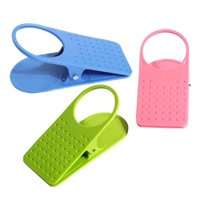 Cabilock 3pcs Portable Desk Side Cup Holder Clip, Large Clip-on Drink Holder, Water Bottle Clip Drinking Mug Clamp for Home Office Gaming Desk Tabletop, Random Color