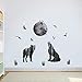 Produktbild decalmile Wandtattoo Wolf Mond Vögel Wandsticker Entfernbarer Wandaufkleber Wanddekoration für Wohnzimmer Schlafzimmer