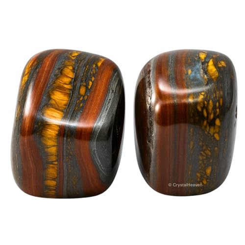 Image of Certified Iron Tiger Eye Crystal Healing Tumbled Stone, Natural Polished Crystals for DIY Crafts, Manifestation, Meditation, Pooja Feng Shui and Reiki Healing (30 Grams)