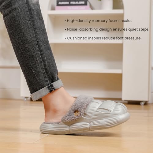 Saidoteto Women's Fur Lined Clog Slippers Cozy Warm Slip On House Slippers Outdoor Waterproof Shoes Cushion Thick Sole4