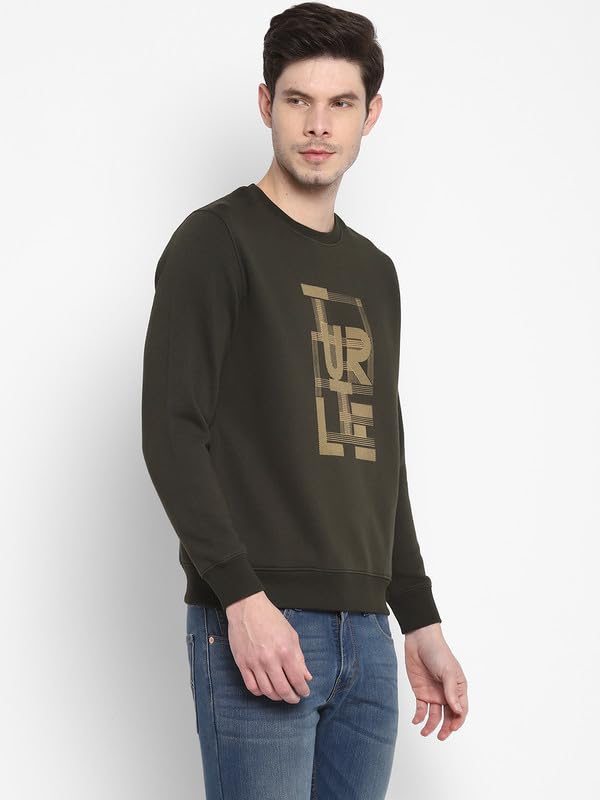 Image of Turtle Men Cotton Stretch Olive Plain Regular Fit Full Sleeve Casual Sweatshirt || Men's Sweatshirts || Cotton Sweatshirt