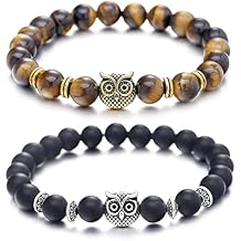 Softones Owl Gifts Owl Bracelets Healing Crystals Bracelet for Women Men Spiritual Energy Beaded Bracelet Set Gifts