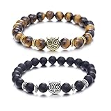 Softones Owl Gifts Owl Bracelets Healing Crystals Bracelet for Women Men Spiritual Energy Beaded Bracelet Set Gifts