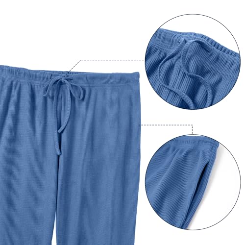 IFFEI Waffle Knit Family Matching Pajamas Sets 2 Piece Lounge Set Long Sleeve Soft Loungewear Comfy Sleepwear with Pockets3