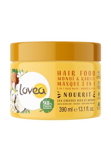 LOVEA Hair Food – Mascarilla 3 en 1 Monoï & Shea – Nutre, repara y desenreda – Cabello seco y dañado – 98% de origen natural – Sin silicona – Vegano – Fabricado en Francia – 390 ml