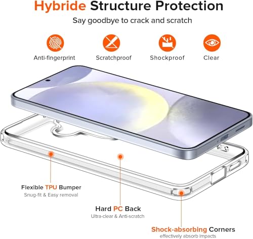 Image of ClearShield Transparent Back Cover for Samsung Galaxy S26 5G, Hybrid PC & TPU Shockproof Design, 360 Degree Protection Crystal Clear Case, Anti-Scratch Armor Mobile Phone Cover