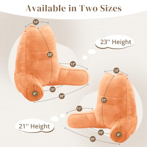 Image of Sasttie Reading Pillow for Bed, Back Pillow for Sitting Up, Orange | 23 inch Backrest Support Cushion for Couch, Sofa, and Floor, Dorm Essentials, OEKO-TEX, Adjustable Down Alternative Fill