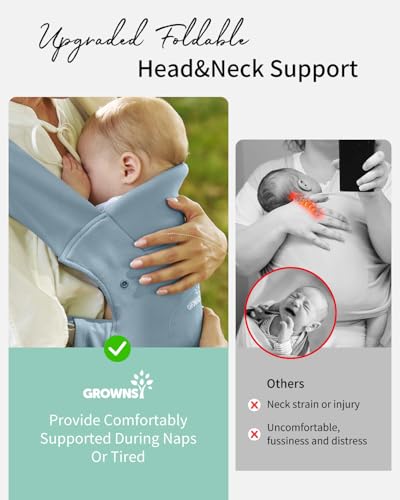 Image of GROWNSY Newborn Carrier, Ergonomic, Cozy Baby Carrier, Oxford Blue