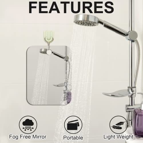 Junebrushs 2 Pack Medium Shower Mirror For Shaving (6 × 8 Inch) Fogless Shatterproof Mirror For Shower Wall Hanging Bathroom Handheld Makeup Mirror For Men Portable Travel Camping Mirrors #TOP3