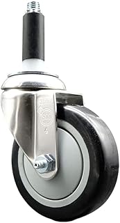 Service Caster Brand 4 Inch 316 Stainless Steel Light Duty Expanding Stem Caster Wheel Black Polyurethane Wheel and 7/8â€ Stem â€“ 350lbs./Caster â€“ Swivel Caster