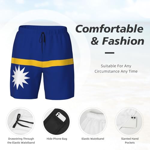 Short de bain double couche EdWal imprimé drapeau de Nauru pour homme
