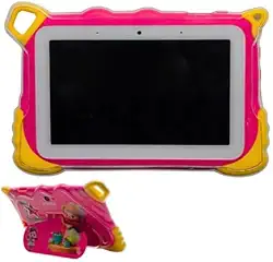 Tablet Infantil Q39 PRO Tela 7' 128GB / 8GB RAM Bateria 4000 mAh, Câmera 8MP, Android 15 com Capa Silicone Rosa e Alça para Jogos e Diversão