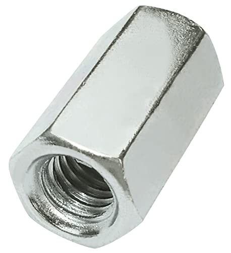 AERZETIX - C58222 - Lot de 10 Écrous de jonction hexagonaux allongés M5x15 mm - DIN 6334 - dureté 6 - écrou de rallonge prolongateur à filetage métrique - en acier zingué