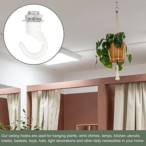 Image of YOKIVE 2 Pcs Alloy M10 Ceiling Hook, Electroplate Pendant Fixtures Hanger | Hanging Chandelier Light, Great for Home (White, 0.91x1.22-Inch)