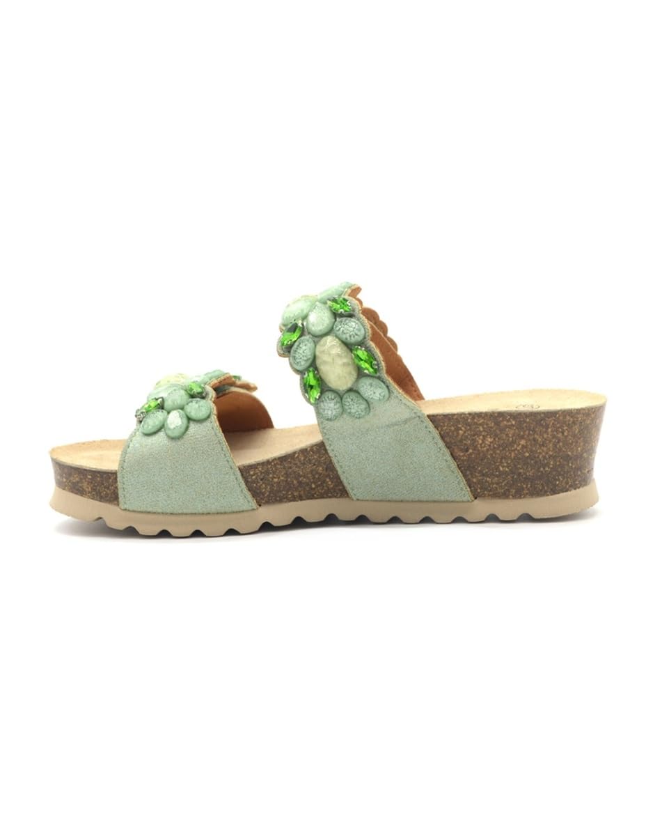 Melluso Walk 018181, Ciabatte Moda da Donna con Doppia Fascia Regolabile a Strappo ed Applicazioni di Pietre Gioiello