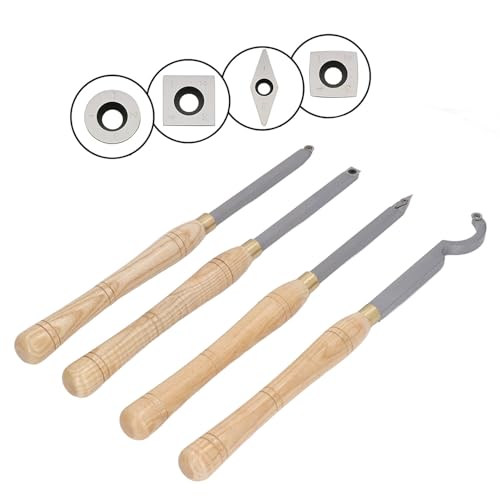Set de 4 herramientas para torno con mango de madera miniatura 5