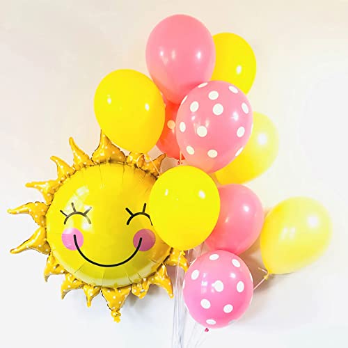 Haiops Sun Flower Foil Balloons Smiley Sunshine Sun Aluminum Balloon Birthday Wedding Decoration 26 Inch, 5 Pcs #TOP2