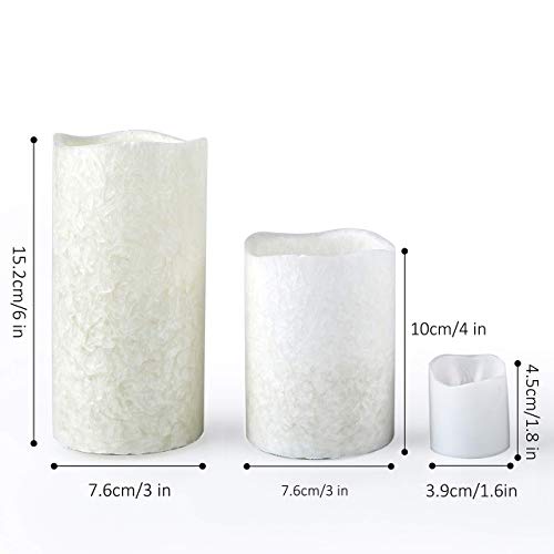 Furora LIGHTING LED Flameless Candles with Remote Control, Set of 8, Real Wax Battery Operated Pillars and Votives LED Candles with Flickering Flame and Timer Featured - Crystallized White