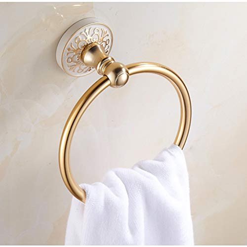 Toallero de aro de aluminio espacial dorado para accesorios de baño 5