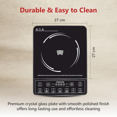 Image of Butterfly Amaze Pro Induction Cooktop | 2000 W Power with 5.5 KV Surge Protection | 7 Preset Indian Menu Options With 3 Hrs Timer | Touch Button | BIS Certified | 1 Year Warranty