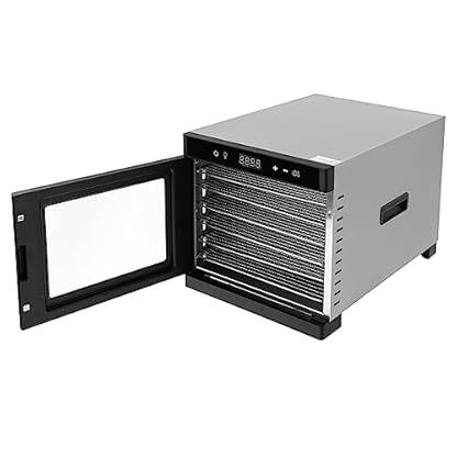 Dörrautomat edelstahl, Food Dehydrator mit Rezepte,inkl. 6 Edelstahl-Dörrtabletts, 24 Std. Zeitschaltuhr, LED-Display (35°-75°C) und 700W, Schwarz – Bild 8