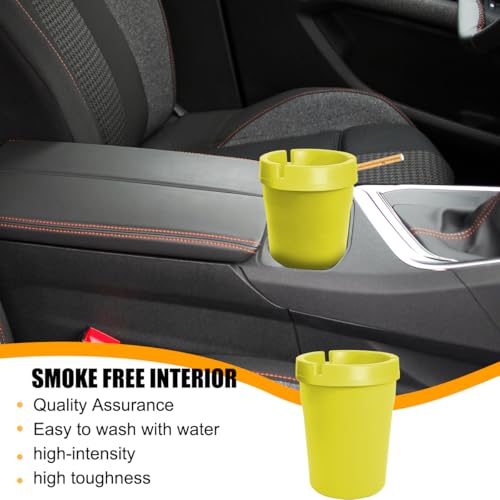 Image of Mandark Car Ashtray, 2PCS Glow In The Dark Smokeless Self-Extinguishing Vehicle Cigarette Trash Can, Smellproof Portable Automotive Ash Holder Organizer, Universal for Truck Home Office (Yellow)