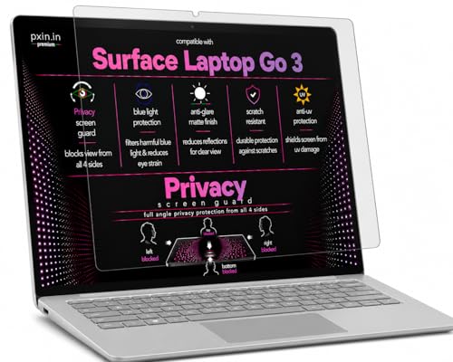 Image of Pxin 360 Pro Privacy Screen guard compatible with Surface Laptop Go 3 | Anti Glare | Anti UV | Anti Blue | Anti Reflection | Privacy Filter | Unbreakable Build