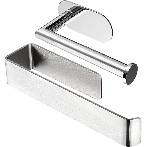VOLTGY Toallero de Baño sin Taladro de 26CM Acero Inoxidable. Incluye Portarollos de Papel Higiénico Adhesivo. Toallero para Toalla de Mano Adhesivo con Pegatina 3M.