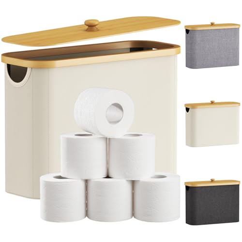 Lifewit Rangement Papier Toilette, Réserves à Rouleaux de Panier Papier Toilette WC avec Bambou Couvercle, Boite Rangement Salle de Bain, Accessoires WC,...