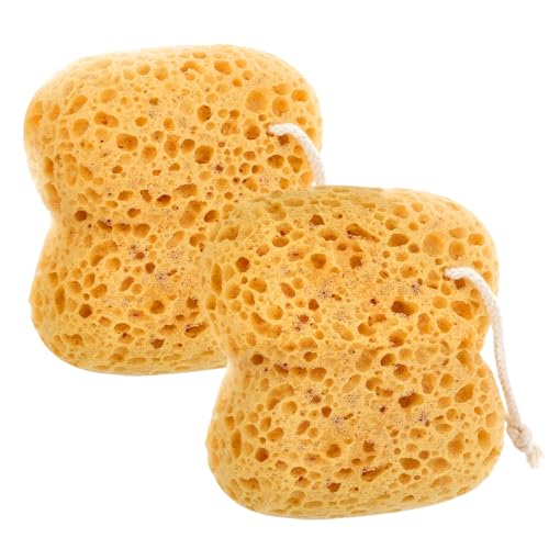Natural Body Bath Sponge for Shower - 2PCS Large Foam Shower Sponges for Men & Women - Soft Foam Loofah with Hanging Rope - Durable, Gentle Exfoliating Body Bath Sponges for Adults