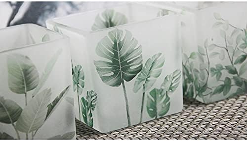 Simple Leaf Glass Candle Holder Cup Three-Piece Romantic Candle Light Dinner DIY Aromatherapy Candle Cup Can Grow Plants Candlestick (Color : B) (1)