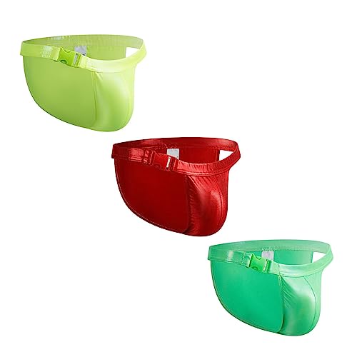 JOCKMAIL 3PCS/Pack Mens Swim Thongs Mens Swim Bikini Briefs Shiny Metallic Thong G-String Jockstrap Underwear